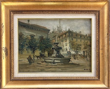 Giovanni Riva Torino 1890 - 1973 Veduta di Milano