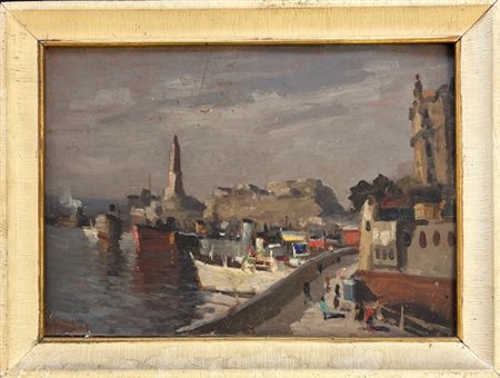 Luigi Vicentini Pomarolo (TN) 1901 - 1970 Nomi (TN) Genova, vecchio porto e lanterna