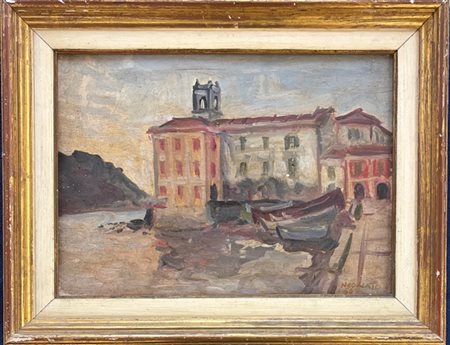 Nicola Neonato Borzonasca (GE) 1912 - 2006 Genova Veduta di Sestri Levante