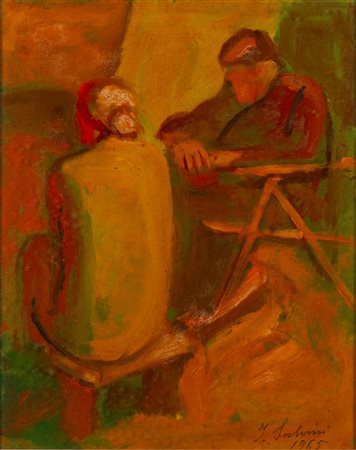 Innocente Salvini (Cocquio-Trevisago 1898-1979)  - Accanto al fuoco, 1965