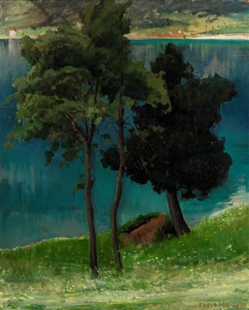 Enrico Del Bono (Firenze 1915-2006)  - Paesaggio lacustre