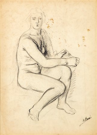 Achille Funi (Ferrara 1890-Appiano Gentile 1972)  - Studio per figura femminile