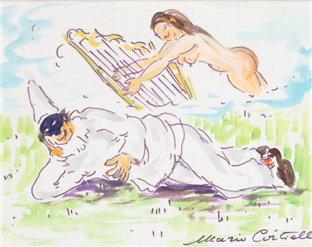 Mario Cortiello (Napoli 1907-1981)  - Sogno di Pulcinella