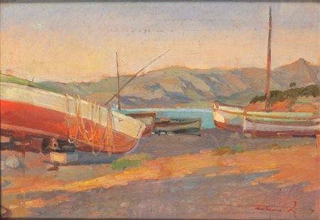 Ledo Gragnoli (Arezzo 1934-Firenze 1970)  - Barche sulla riva