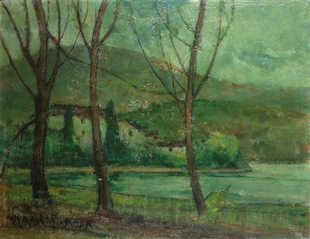 Raul Viviani (Firenze 1883-Rapallo 1965)  - La casa sul lago