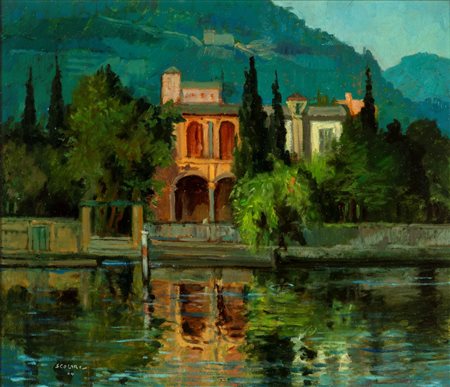 Gianni Scolari (1906-1969)  - Villa sul lago, 1964