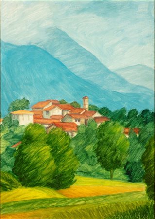 Ambrogio Casarico (attivo in Lombardia nel XX secolo)  - Comacchio (Paesaggio in Valcuvia), 1964