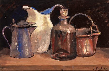 Salvatore Jemolo (Comiso 1927-Carugo 2007)  - Natura morta, 1963