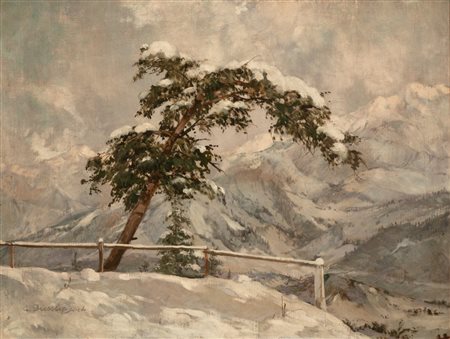 Alberto Dressler (Milano 1878-1949)  - Paesaggio innevato, 1944