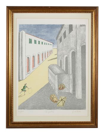 GIORGIO DE CHIRICO (Volos 1888 - Roma 1978) “Lo sgombero”. Litografia a...