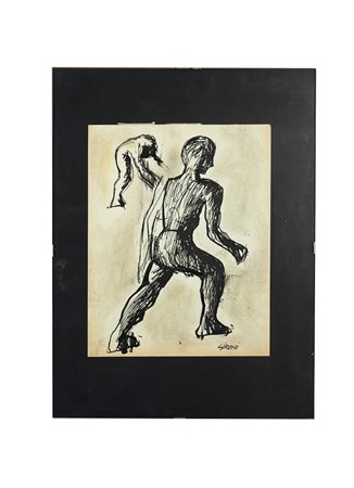 MARIO SIRONI (Sassari 1885 - Milano 1961) “Figura”. China su carta. Cm...