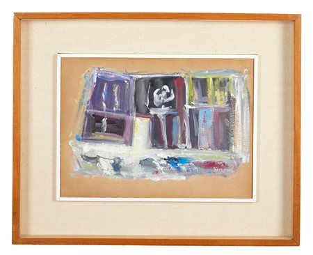 MARIO SIRONI (Sassari 1885 - Milano 1961) “Senza titolo”. Tempera su carta...