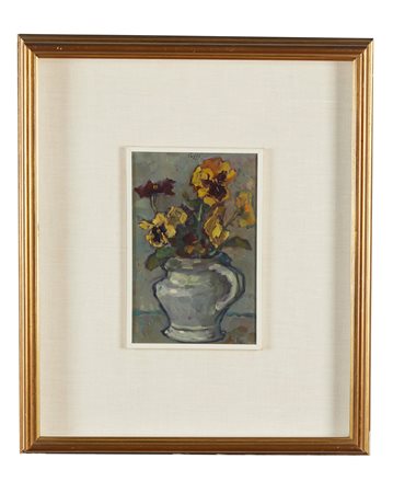 NINO CAFFE’ (Alfedena 1908 - Pesaro 1975) “Viole gialle”, 1968. Olio su tela....