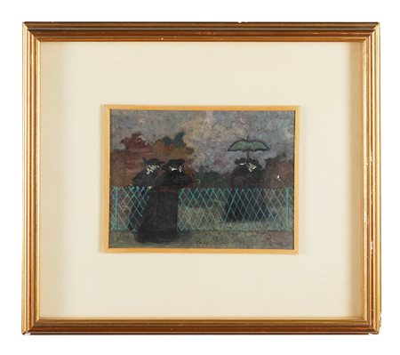 NINO CAFFE’ (Alfedena 1908 - Pesaro 1975) “Segreti”. 1967. Olio su tela. Cm...