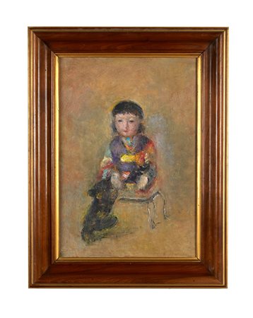 NORMA MASCELLANI (Bologna 1909 - Bologna 2009) "Bambola". Cm 44x30. Olio su...