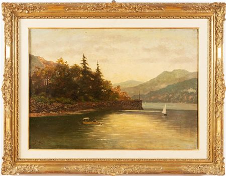 LUIGI BERTELLI (San Lazzaro di Savena 1833 - Bologna 1916) "Il lago", 1901....