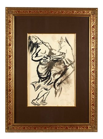 RENATO GUTTUSO (Bagheria 1911 - Roma 1987) “Senza titolo”, 1952. Tecnica...