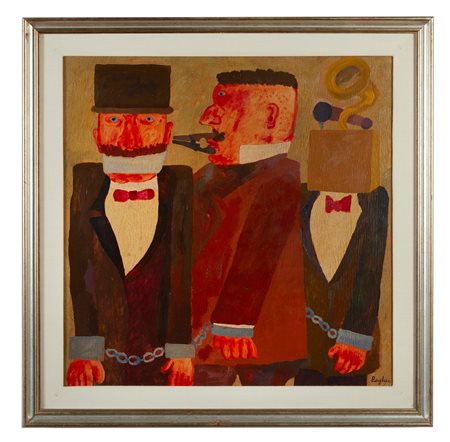 FRANZ BORGHESE (Roma 1941 - Roma 2005) "Domani". Olio su tela. Cm 60x60....