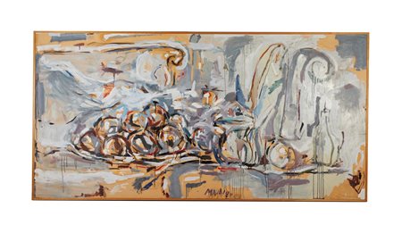 PIERO MANAI (Bologna 1951 - 1988) "Grande natura morta", 1982. Olio su carta...
