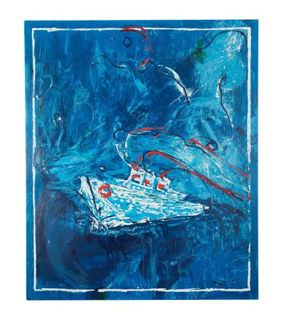 MARIO SCHIFANO (Homs 1934 – Roma 1998) “Crociera”. Serigrafia polimaterica su...