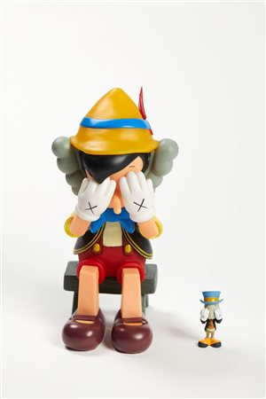 KAWS (Jersey City 1974) "Pinocchio & Jiminy Cricket", 2010. Scultura in...