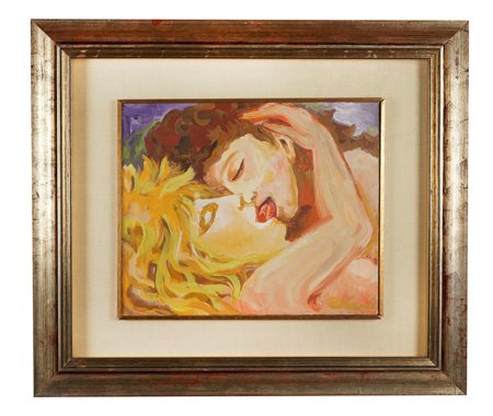 CARLO LEVI (Torino 1902 - Roma 1975) “Gli amanti”. Olio su tela. Cm 47x38....