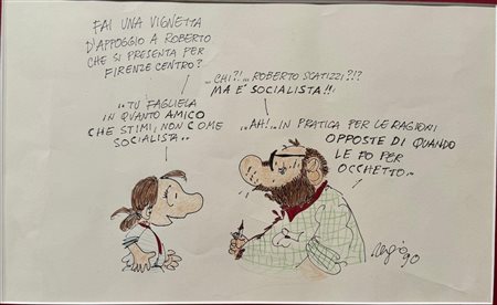 SERGIO STAINO (Piancastagnaio 1940 - Firenze 2023) Caricatura, 1990....