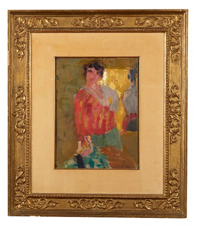 CARLO CORSI (Nizza 1879 – Bologna 1966) “Figura femminile”. Cm 40x31. Olio su...