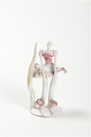 BERTOZZI E CASONI "Ballerina", 1983. Ceramica policroma. Cm 17,5x10x6. Opera...