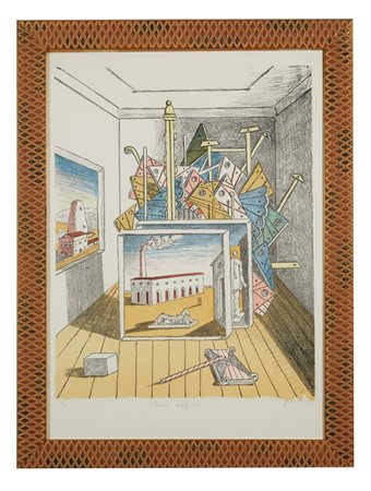 GIORGIO DE CHIRICO (Volos 1888 – Roma 1978) “Interno metafisico”, 1970....