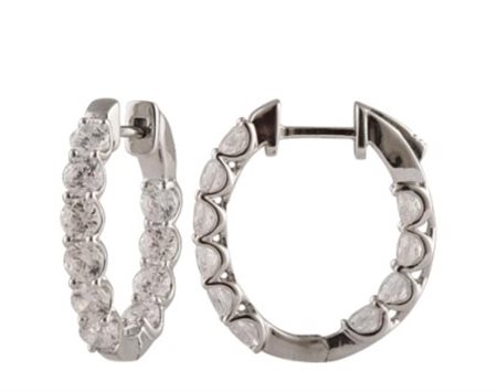 ORECCHINI CERCHIO IN ORO 5,78 GR CON DIAMANTI - 1 - Hoop Earring