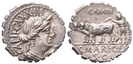C. Marius C. f. Capito, Denarius serratus, 81 BC; AR (4,01 g; 19,3 mm; 6 h)