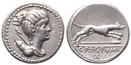 C. Postumius, Denarius, 74 BC; AR (4 g; 18,5 mm; 6 h)