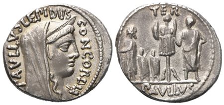 L. Aemilius Lepidus Paullus, Denarius, 62 BC; AR (3,77 g; 19,2 mm; 5 h)