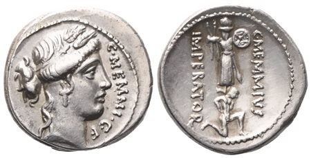C. Memmius C. f., Denarius, 56 BC; AR (4 g; 18 mm; 5 h)