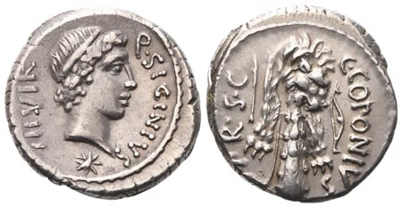 Q. Sicinius, C. Coponius, Denarius, 49 BC; AR (3,95 g; 18 mm; 9 h)