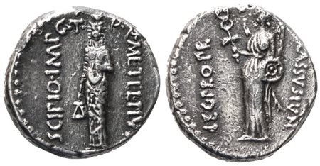 Q. Caecilius Metellus Pius Scipio, Denarius, 47-46 BC; AR (3,46 g; 17,8 mm; 11 h)