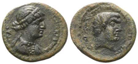 Mark Antony and Cleopatra, Æ, 32-31 BC (5,39 g; 21,7 mm; 12 h)