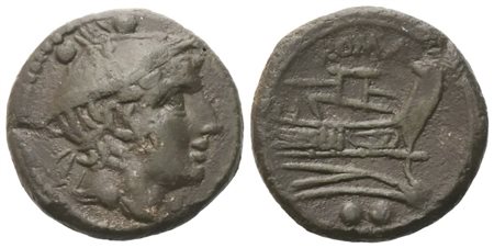 Anonymous, Sextans, after 211 BC; Æ (6,66 g; 19,5 mm; 1 h)
