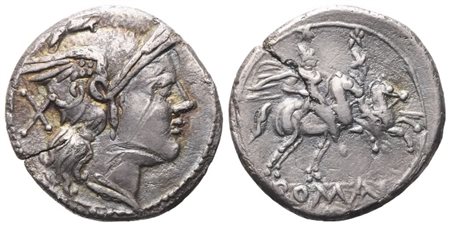 Anonymous, Denarius, 212 BC; AR (4,33 g; 18,7 mm; 5 h)
