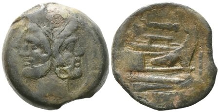 Anonymous, As, c. 208 BC; Æ (47,17 g; 35,22 mm; 3 h)