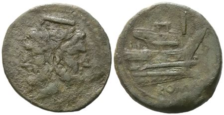 Anonymous, As, after 211 BC; Æ (20,36 g; 30,5 mm; 2 h)
