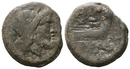 Anonymous, Semis, c. 211-208 BC; Æ (10 g; 24,7 mm; 8 h)
