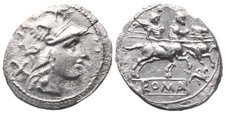 Anonymous, Denarius, late 206 or 205 BC (?); AR (3,26 g; 19,4 mm; 12 h)