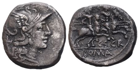 C. Scribonius, Denarius, 154 BC; AR (3,85 g; 16,6 mm; 9 h) 