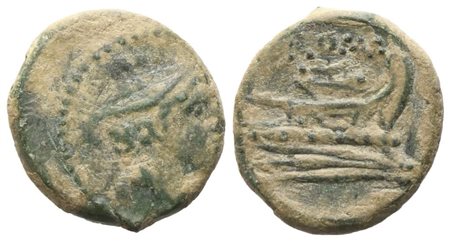 Anonymous, Sextans, c. 150-100 BC; Æ (2,54 g; 13,8 mm; 6 h)