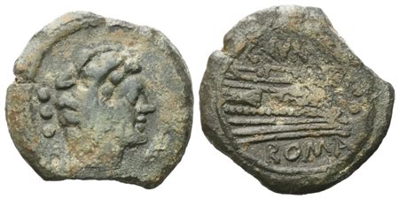 C. Junius, Quadrans, 149 BC; Æ (5,64 g; 20,3 mm; 3 h) 