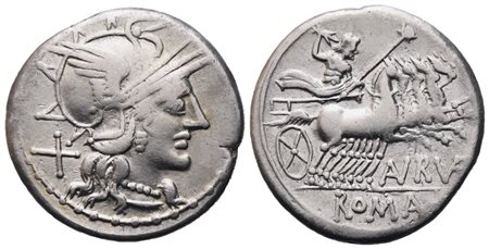 T. Annius (or Aurelius) Rufus, Denarius, 144 BC; AR (3,89 g; 20,3 mm; 9 h)