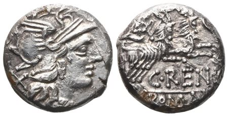C. Renius, Denarius, 138 BC; AR (4,33 g; 16 mm; 10 h)