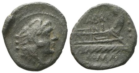 M. Fabrinius, Quadrans, 132 BC; Æ (2,15 g; 17,3 mm; 9 h)